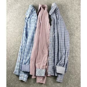 J McLaughlin Shirt Lot of 3 Mens Medium Check Plaid Button Up Cotton Flip Cuff